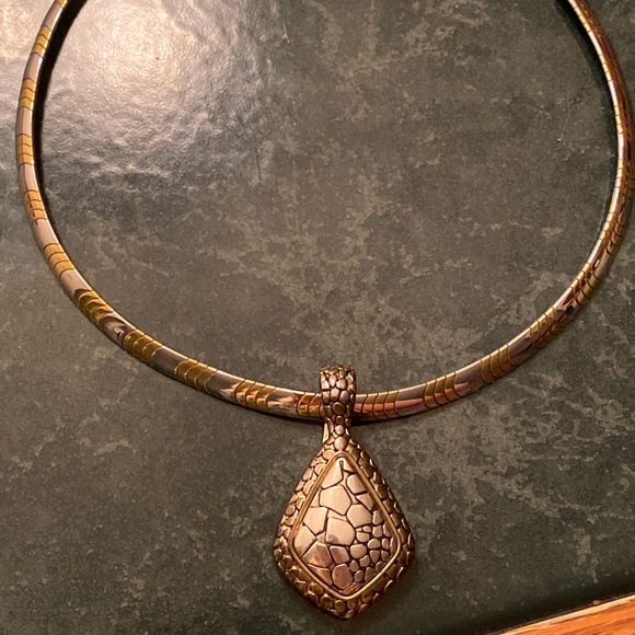 Sterling silver and Gold necklace with pendant - Picture 2 of 4